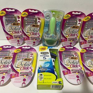 SCHICK INTUITION PLUS , BIC SOLEIL Click, SCHICK HYDRO Women's Razor - 10 pack